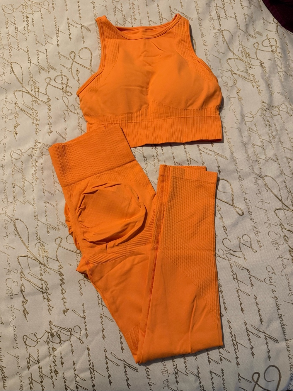 Vibrant Orange Seamless Active Set - Crop Top & Leggings